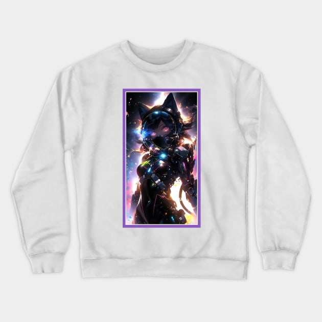 Anime Cute Cat Girl | Sci-Fi Manga Girl Anime Art Crewneck Sweatshirt by AlNoah